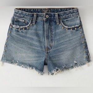 Abercrombie & Fitch high rise jean short distressed with metal details